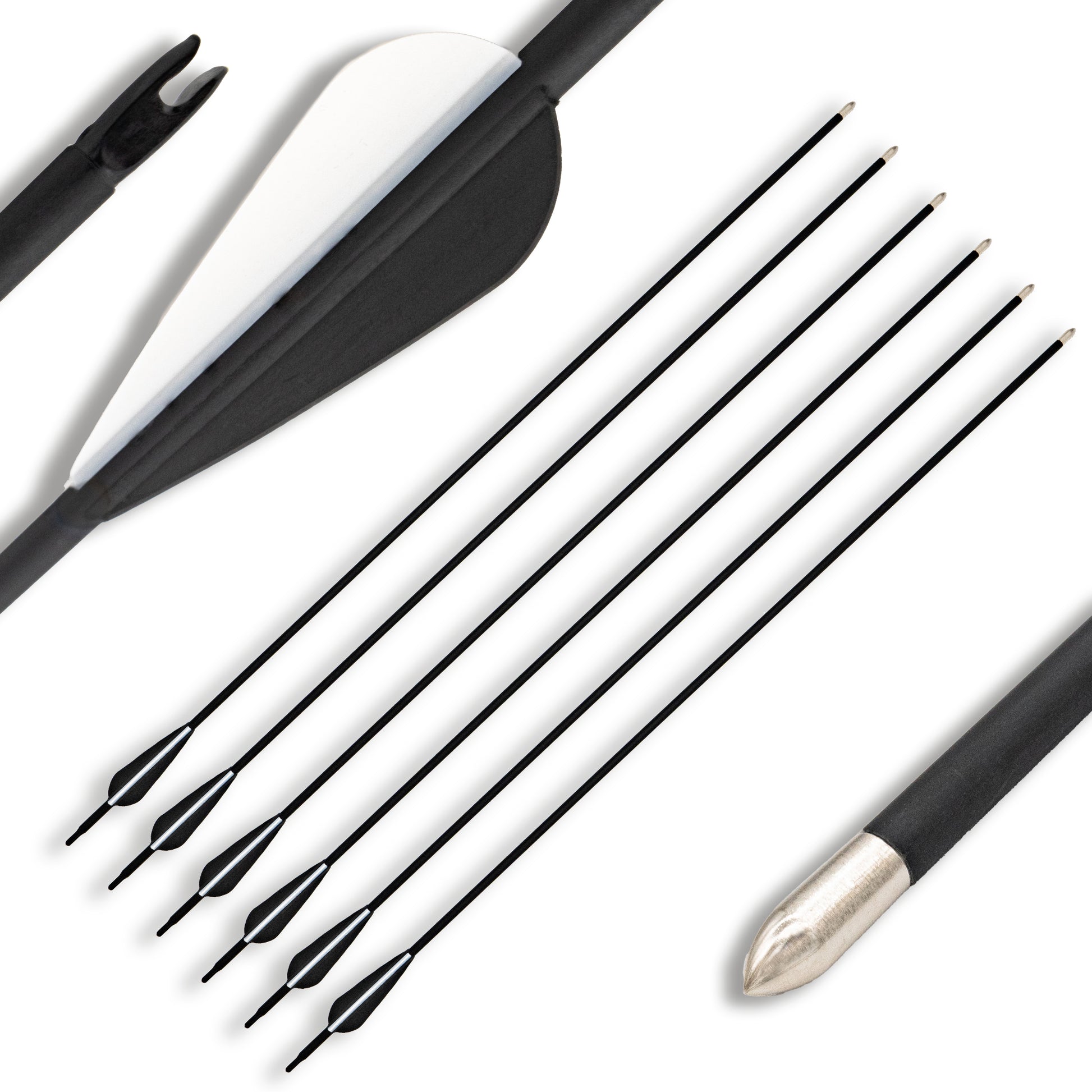BOWRILLA 6er Set Pfeile mit Metallspitze