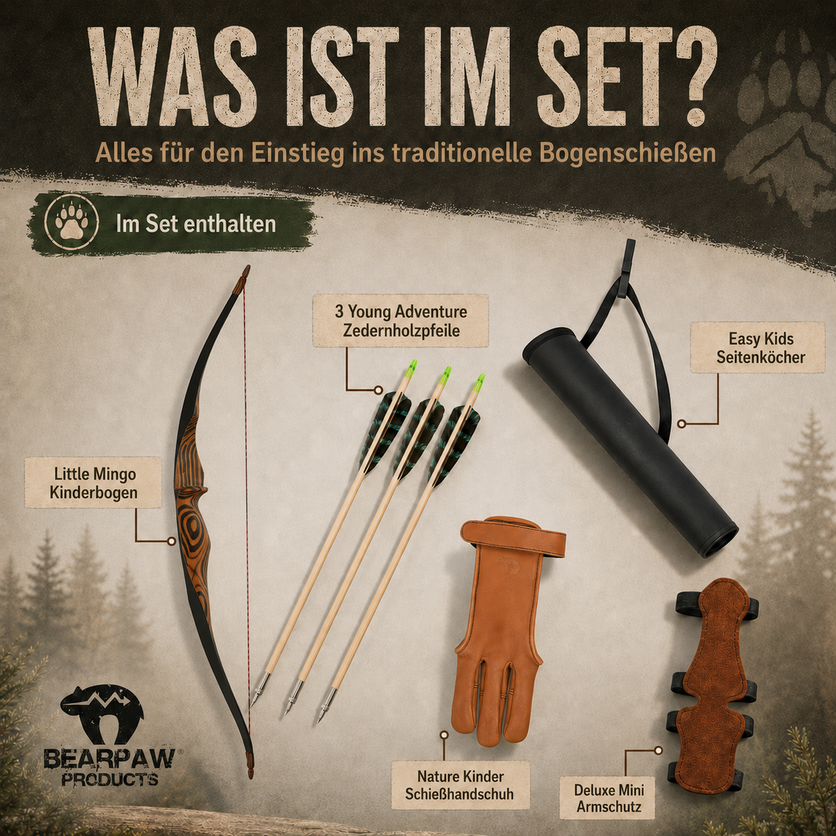 Penthalon Recurve Bogen Set Kinder Little Mingo