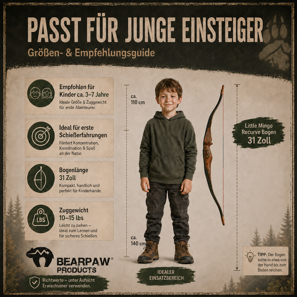 Penthalon Recurve Bogen Set Kinder Little Mingo